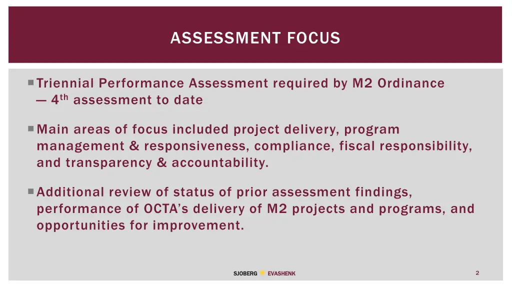 assessment focus