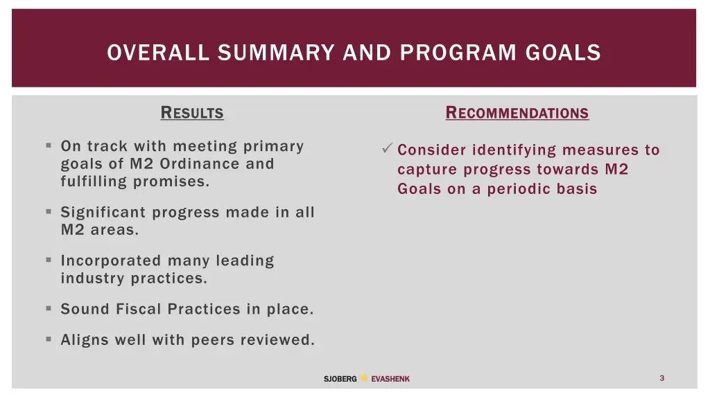 overall summary and program goals
