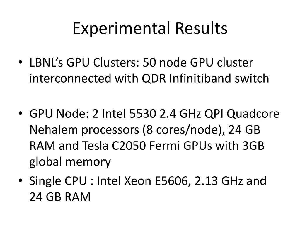 experimental results