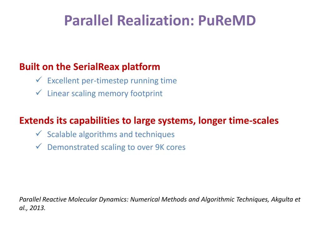 parallel realization puremd