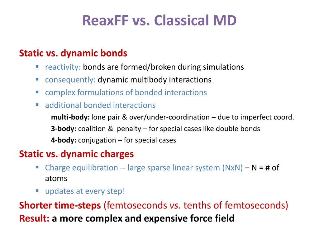 reaxff vs classical md 1