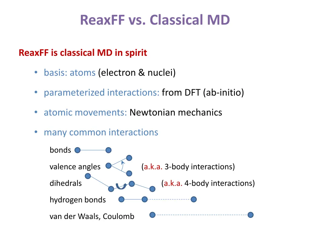 reaxff vs classical md