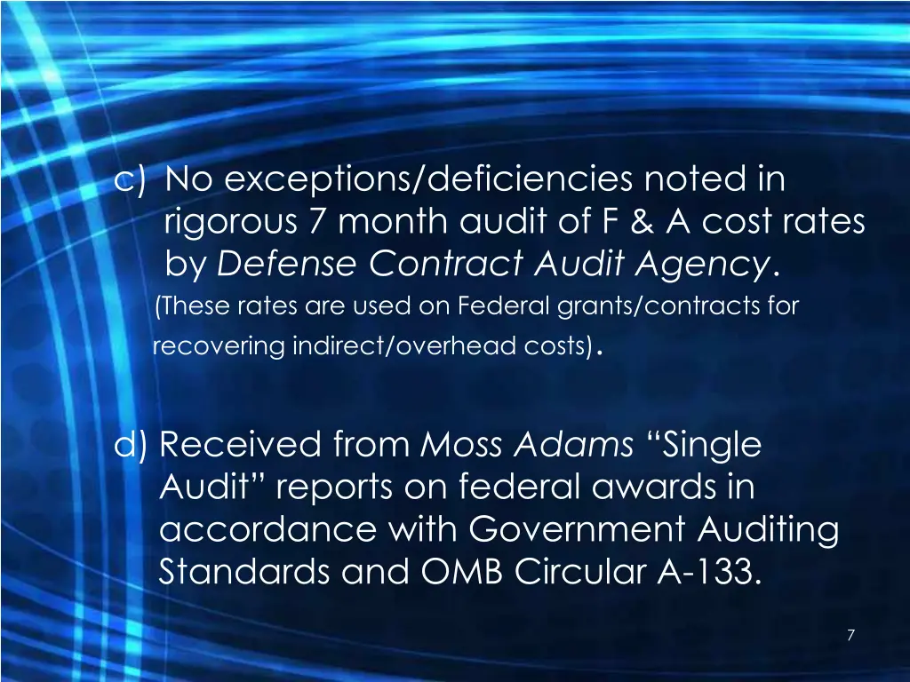 c no exceptions deficiencies noted in rigorous