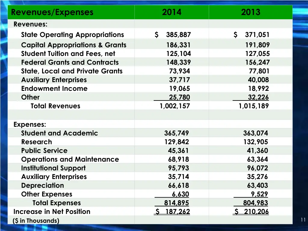 revenues expenses revenues state operating