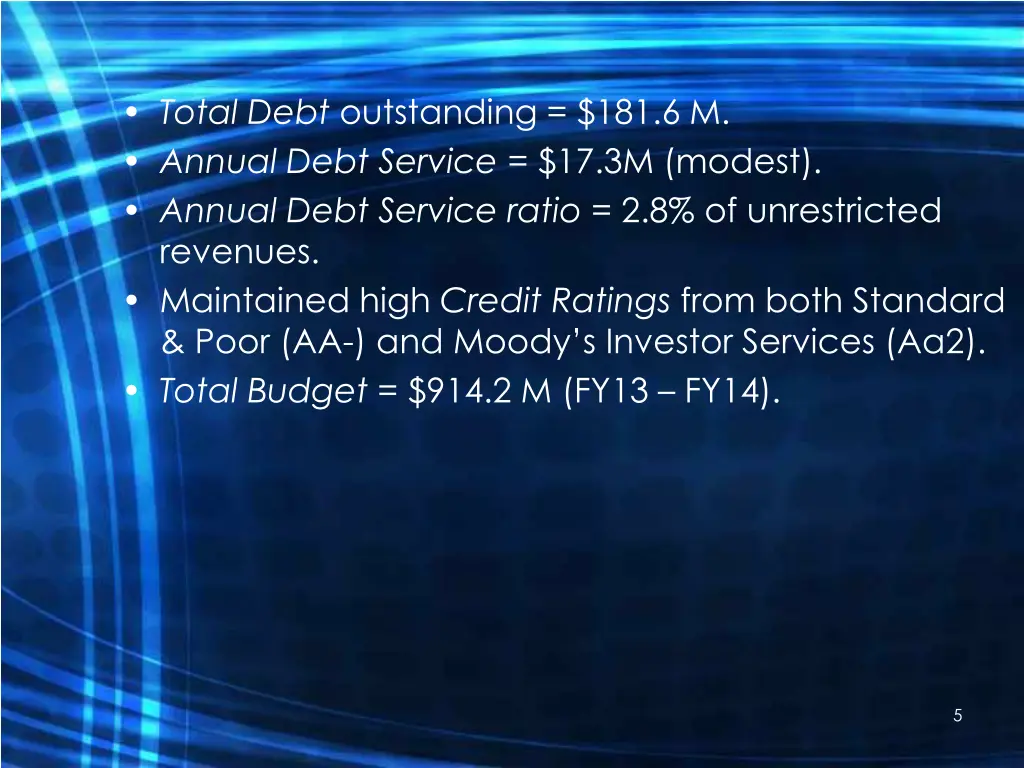 total debt outstanding 181 6 m annual debt