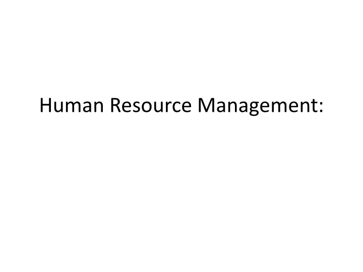 human resource management
