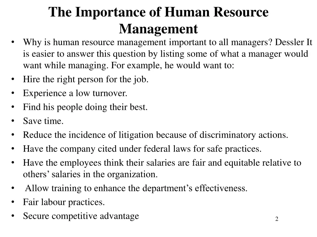 the importance of human resource management