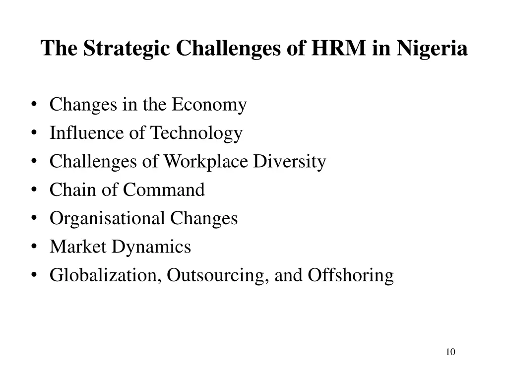 the strategic challenges of hrm in nigeria