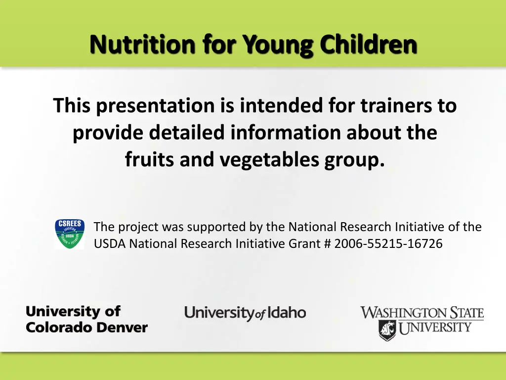 nutrition for young children