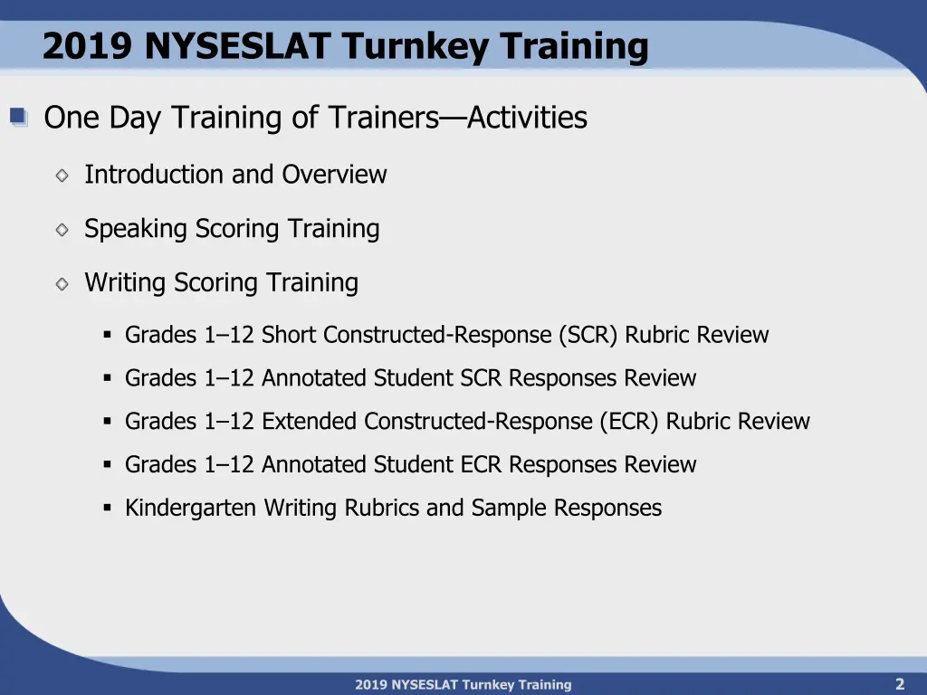 2019 nyseslat turnkey training