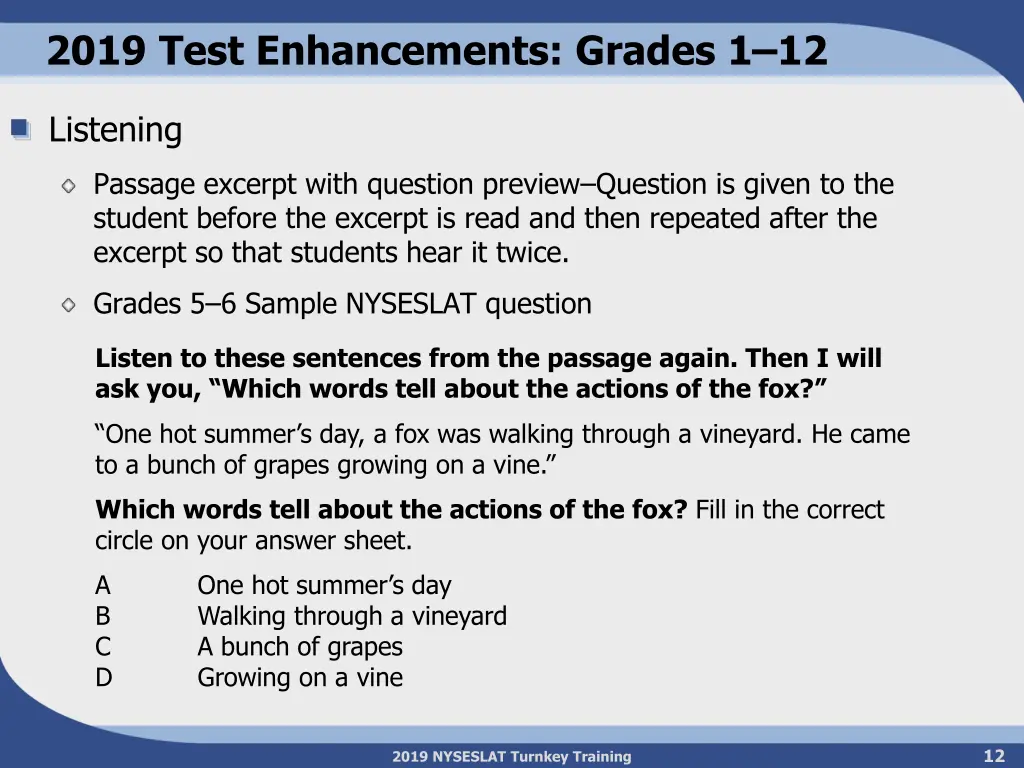 2019 test enhancements grades 1 12
