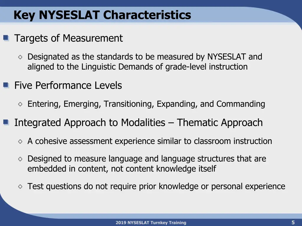 key nyseslat characteristics