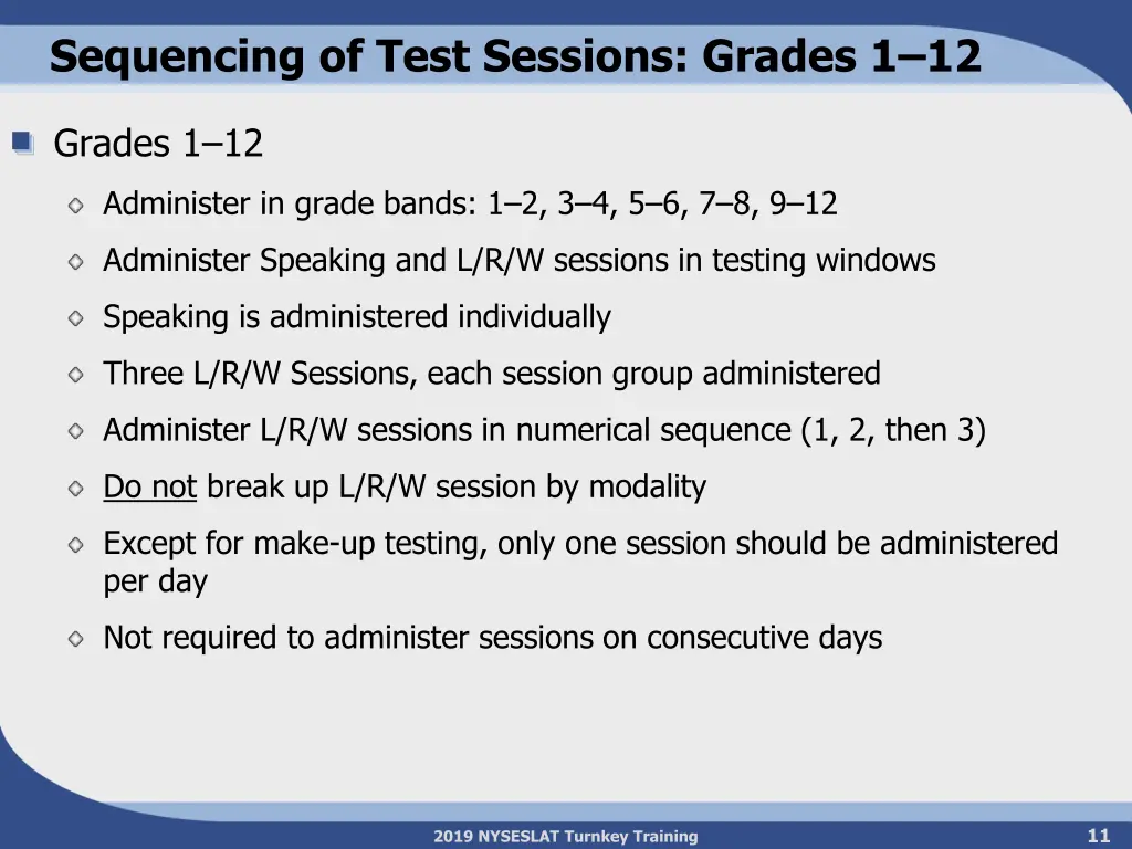 sequencing of test sessions grades 1 12
