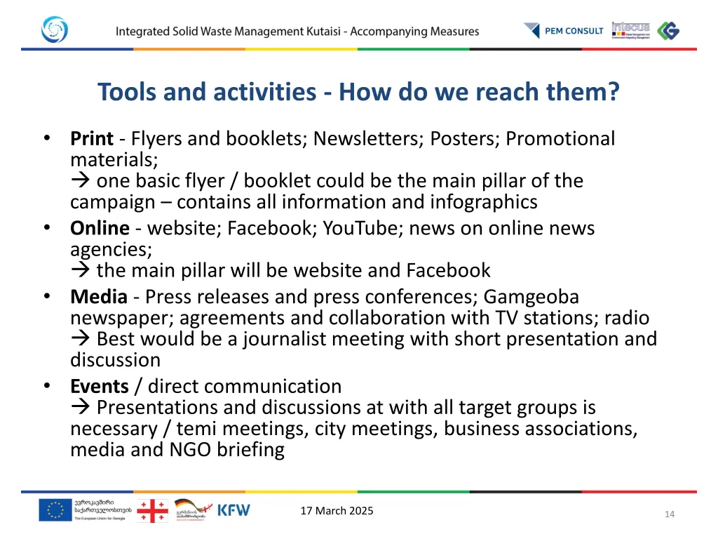 tools and activities how do we reach them