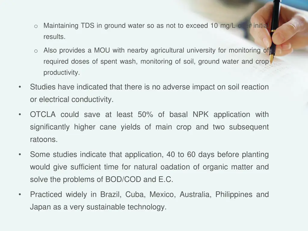 o maintaining tds in ground water
