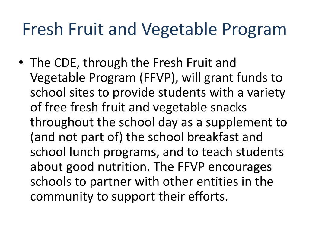 fresh fruit and vegetable program