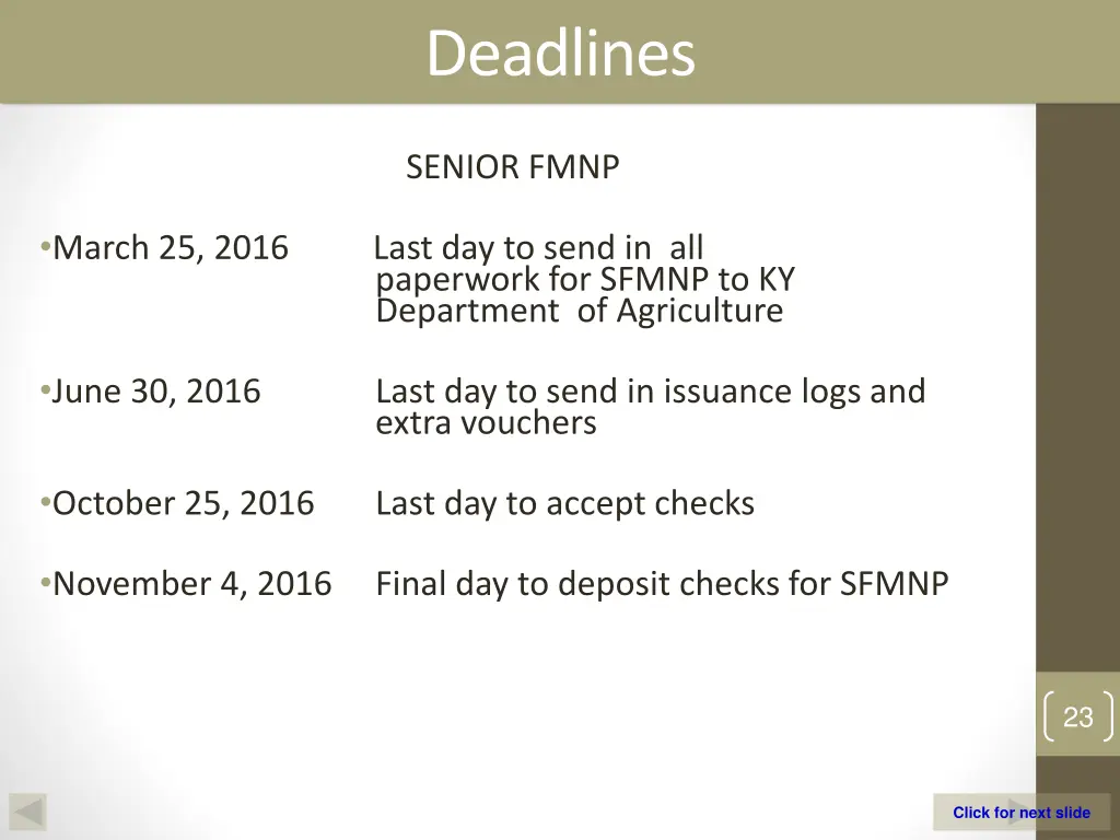 deadlines