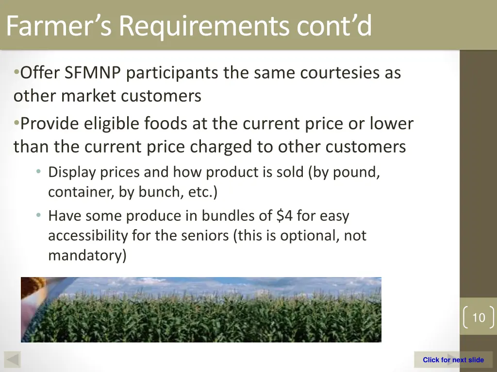 farmer s requirements cont d 2
