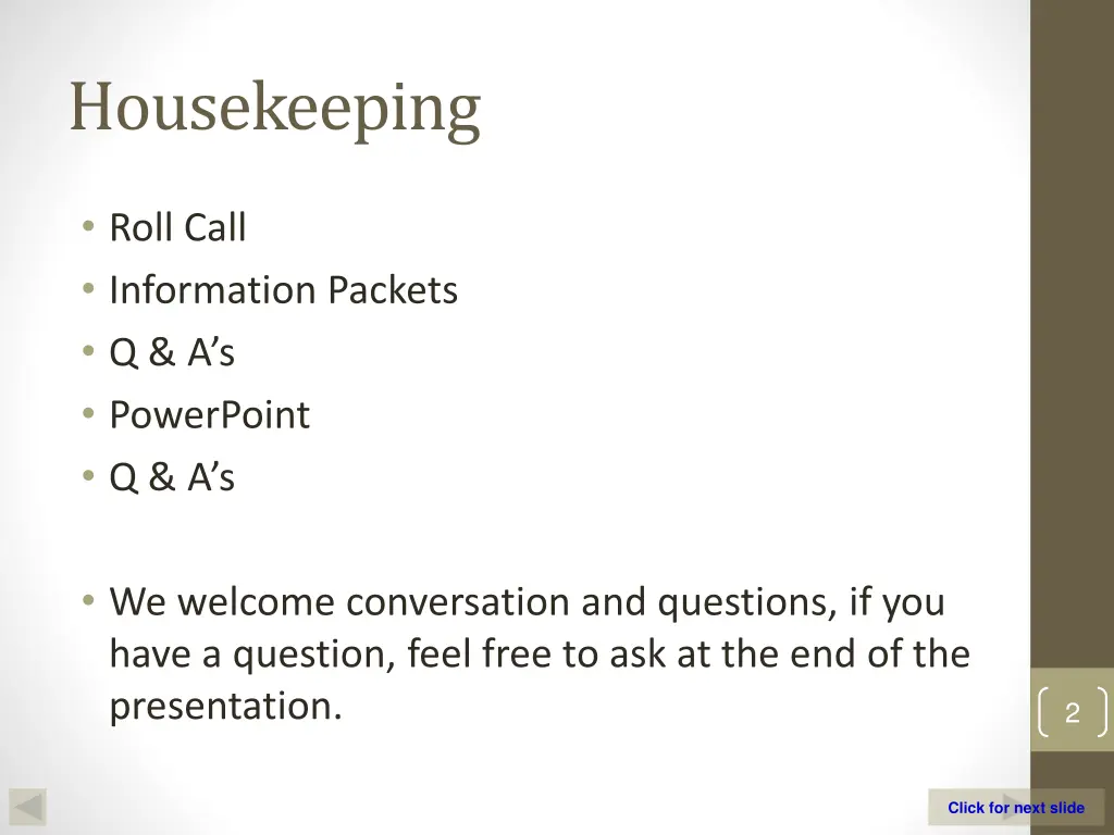 housekeeping