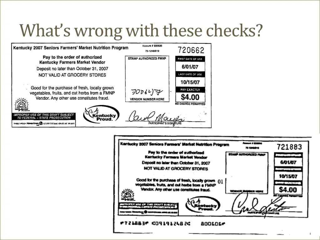 what s wrong with these checks 1