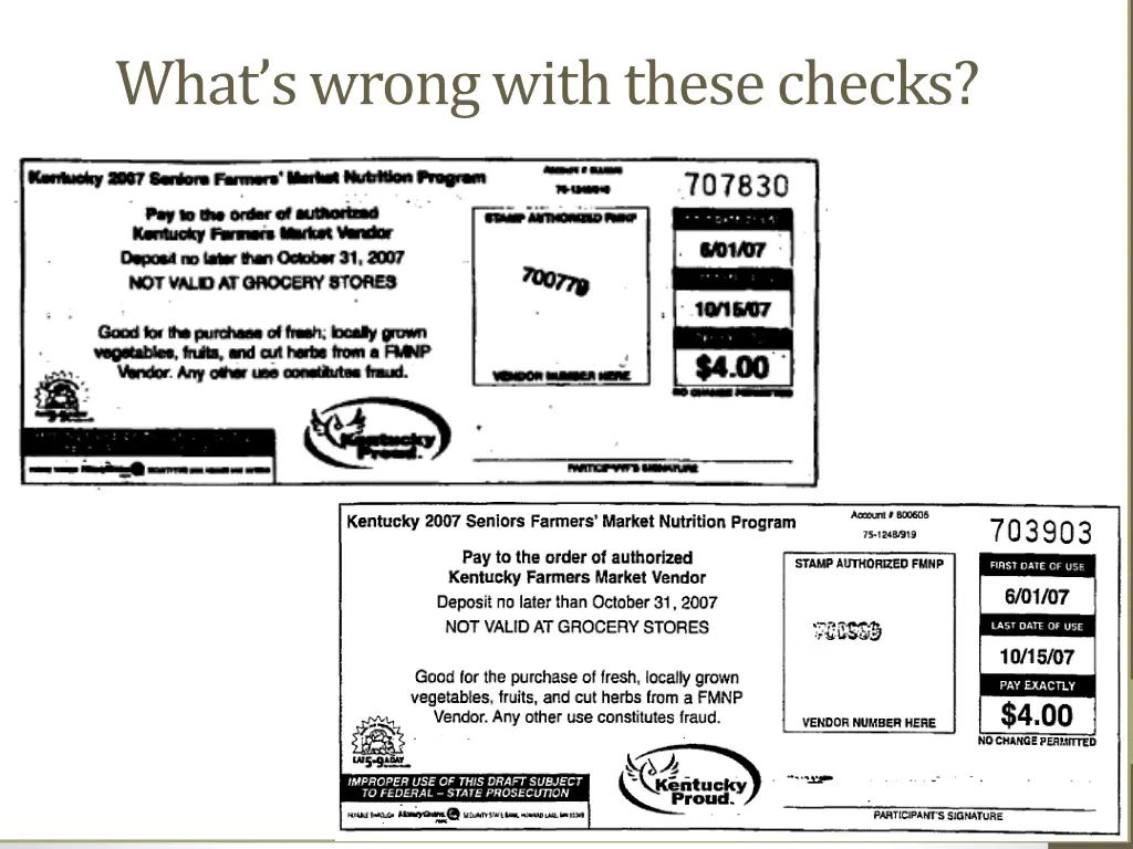 what s wrong with these checks