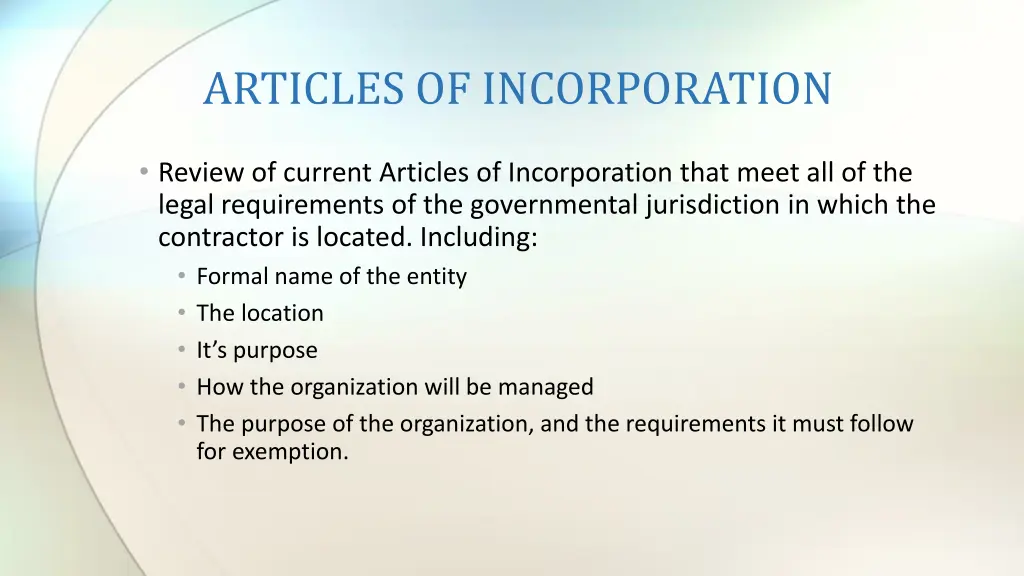 articles of incorporation