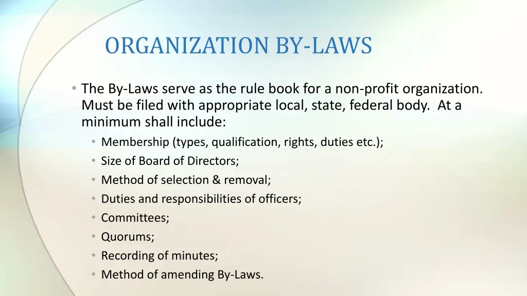 organization by laws