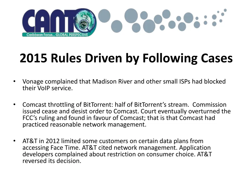 2015 rules driven by following cases