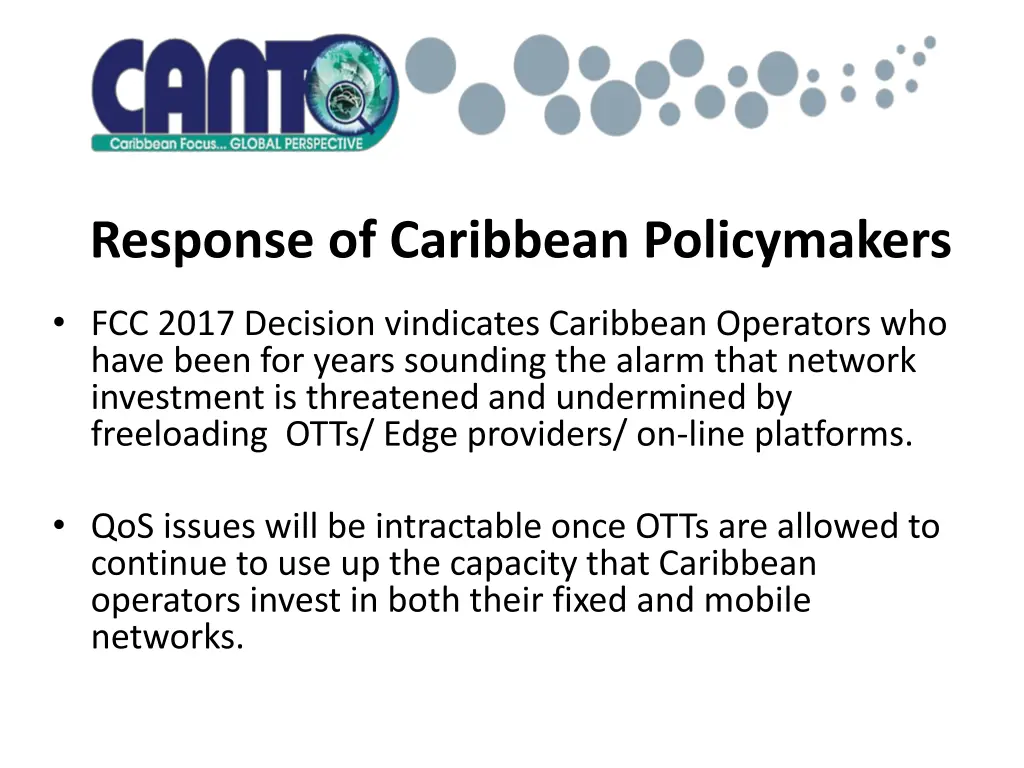 response of caribbean policymakers