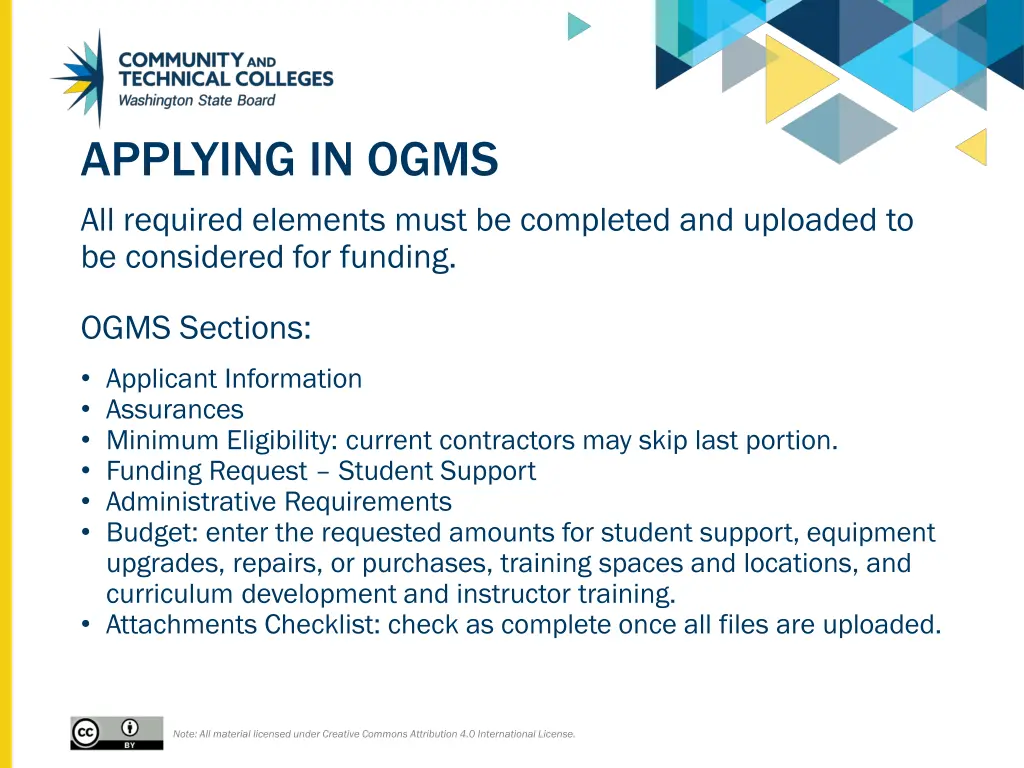 applying in ogms all required elements must