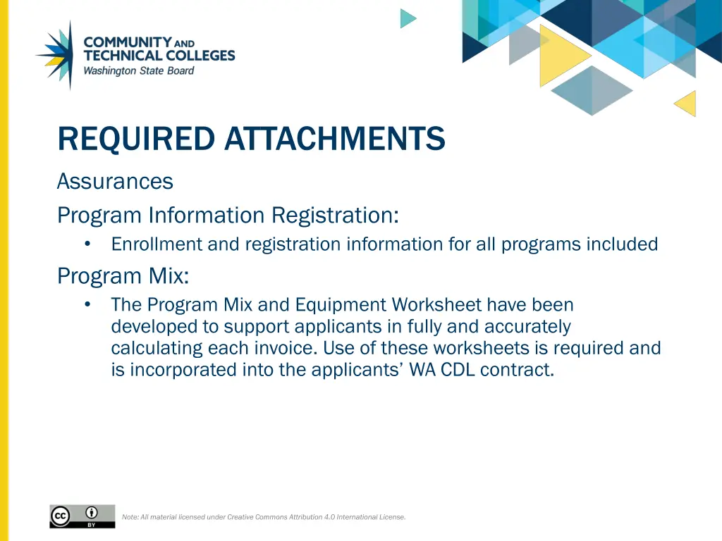 required attachments assurances program