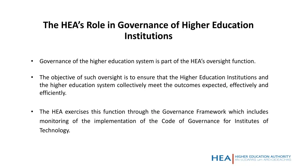 the hea s role in governance of higher education