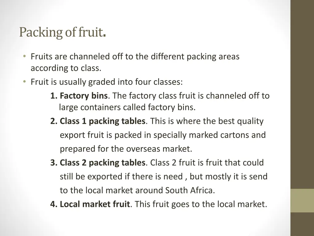 packing of fruit