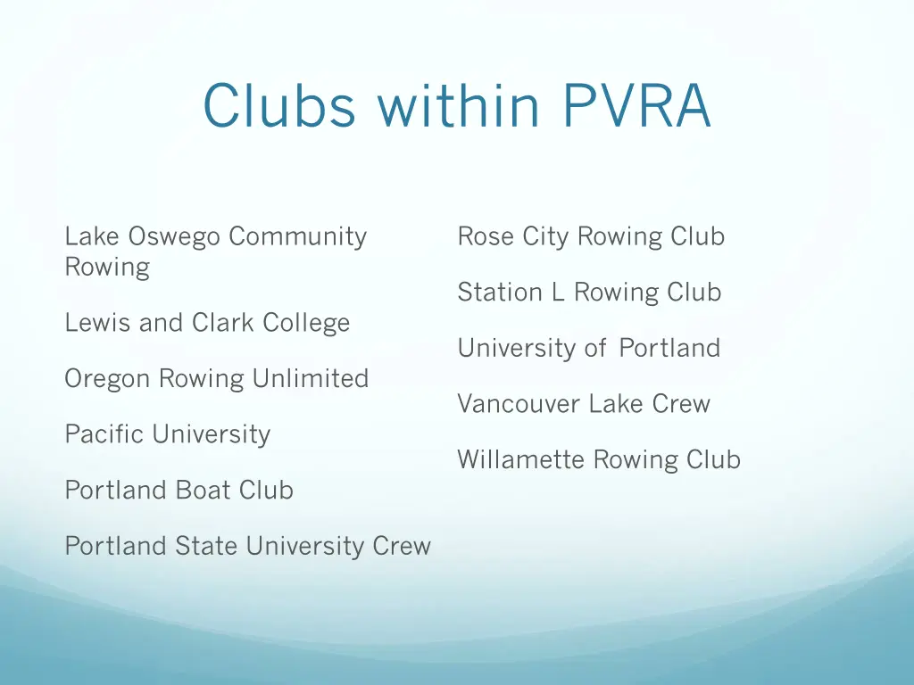 clubs within pvra