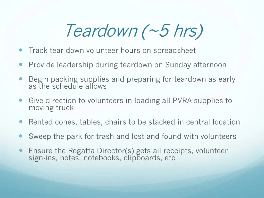 teardown 5 hrs