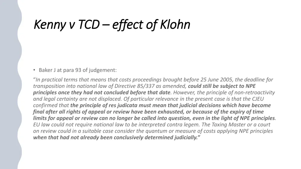 kenny v tcd kenny v tcd effect of klohn effect