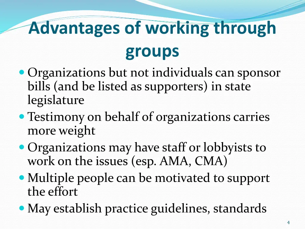 advantages of working through groups