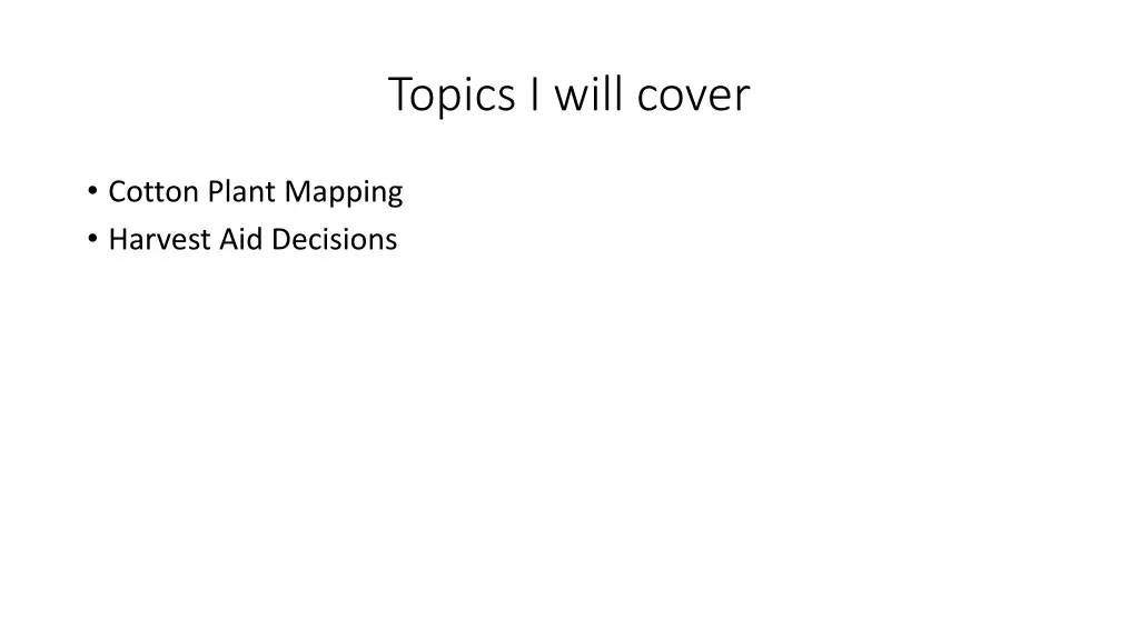 topics i will cover