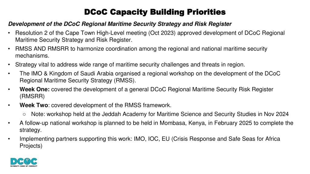 dcoc capacity building priorities dcoc capacity 5