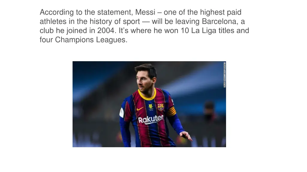 according to the statement messi