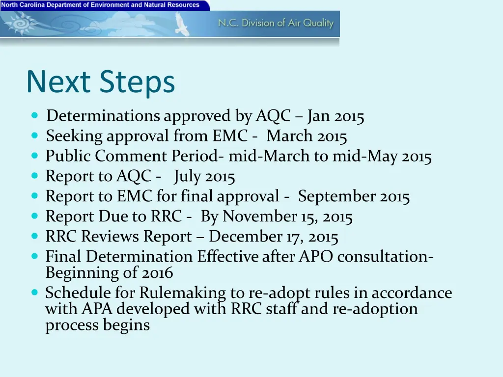 next steps determinations approved