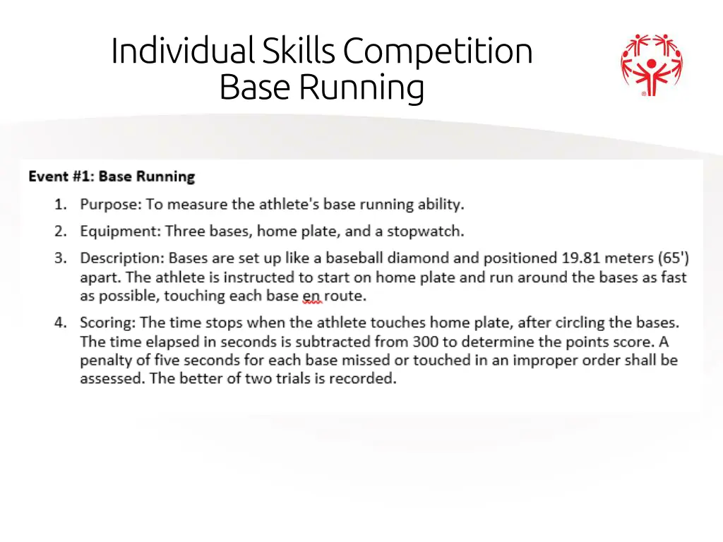 individual skills competition base running