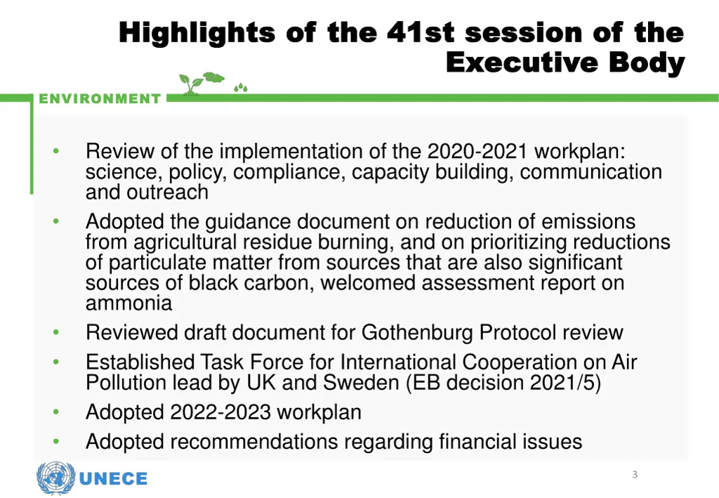 highlights of the 41st session of the highlights