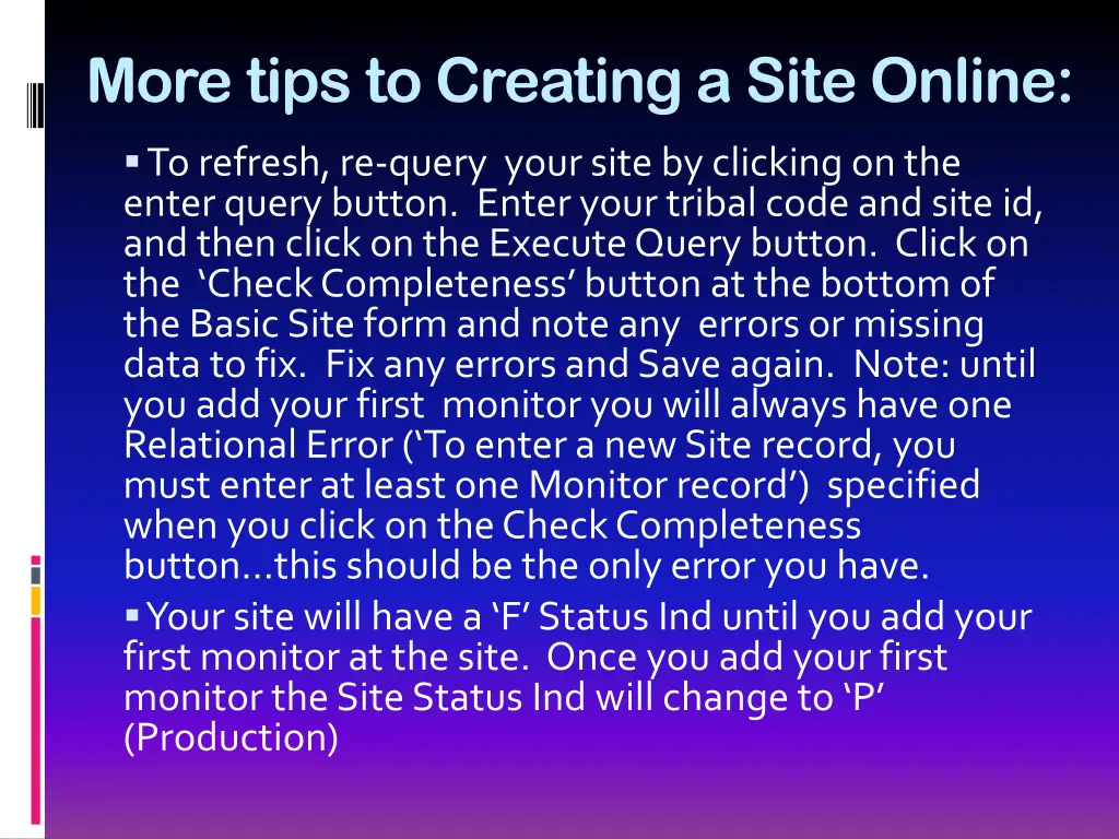 more tips to creating a site online