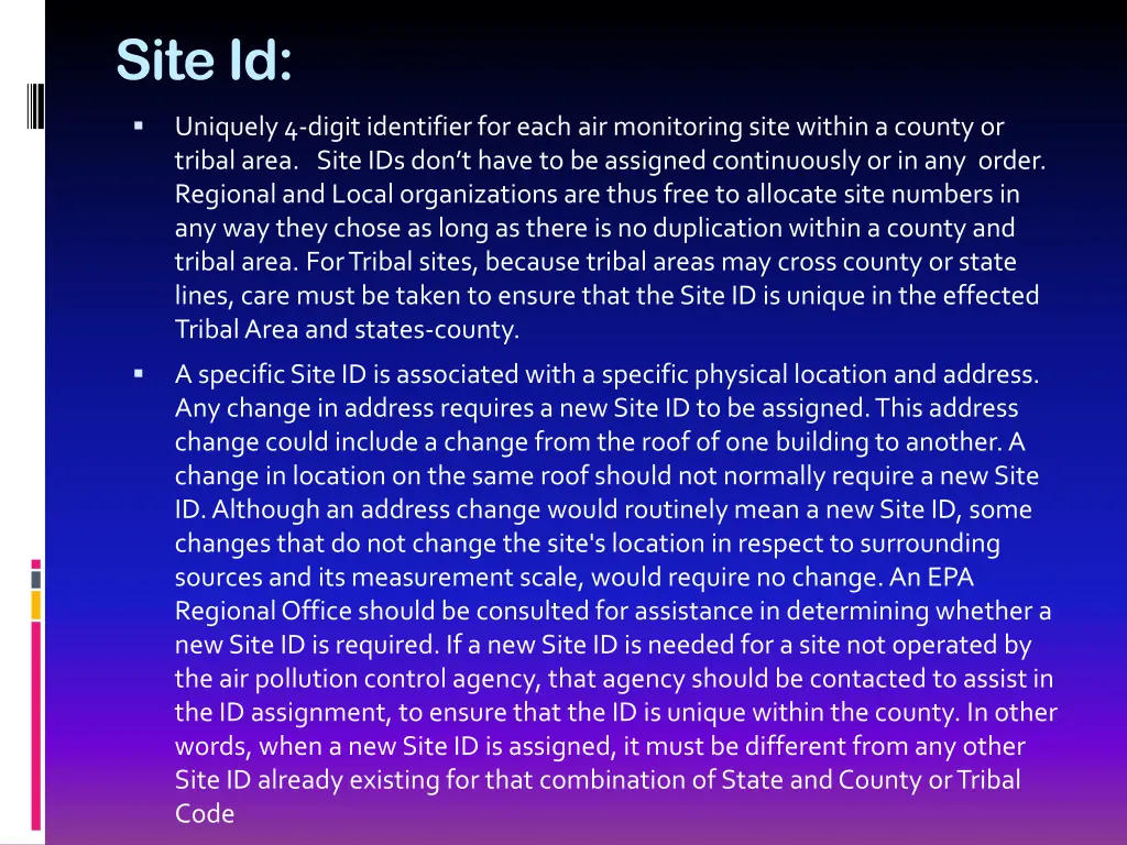 site id