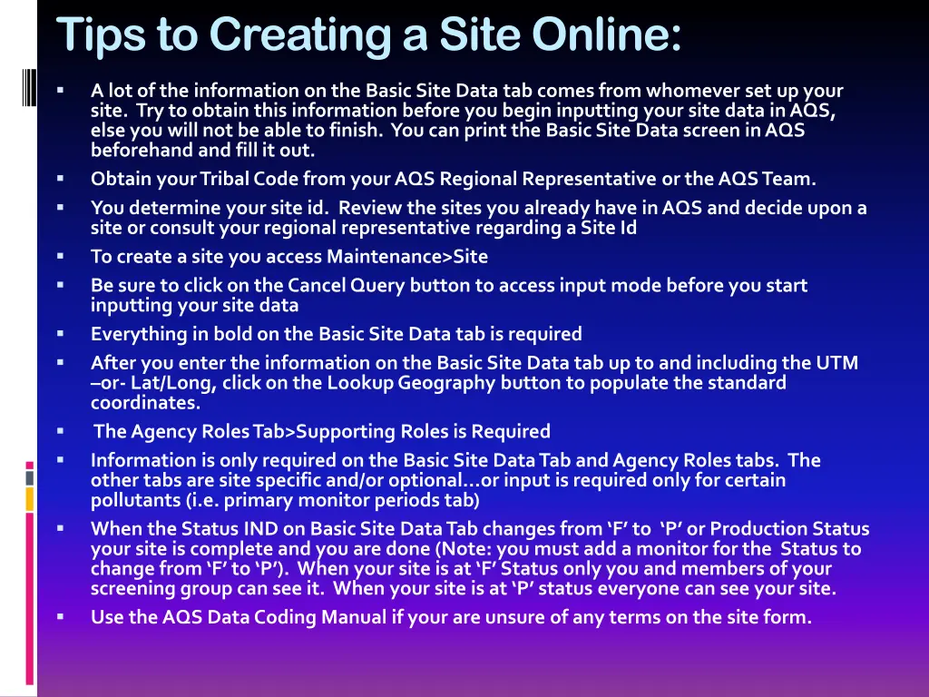 tips to creating a site online