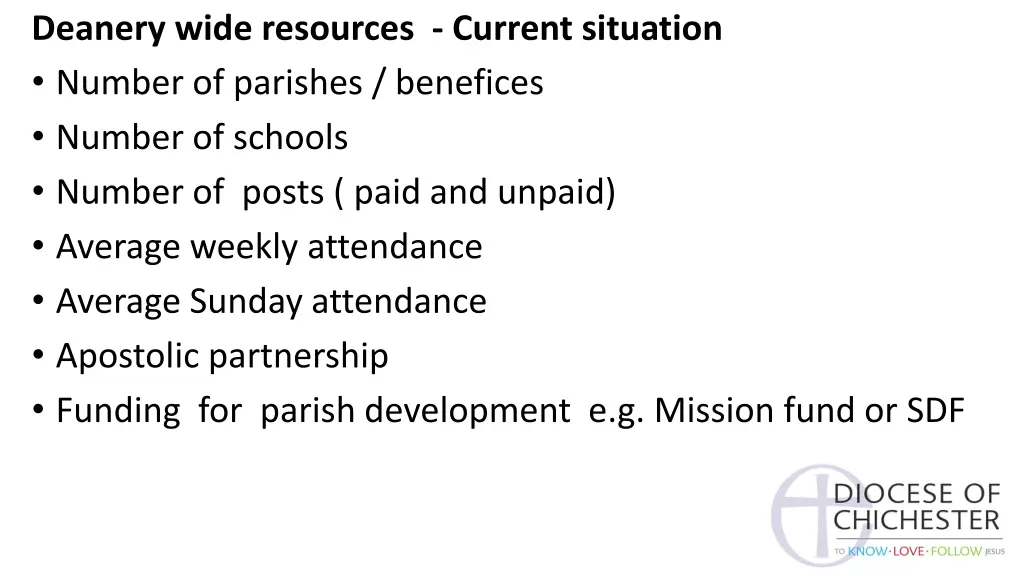 deanery wide resources current situation number