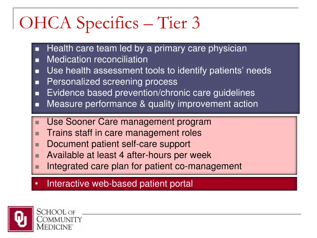 ohca specifics tier 3