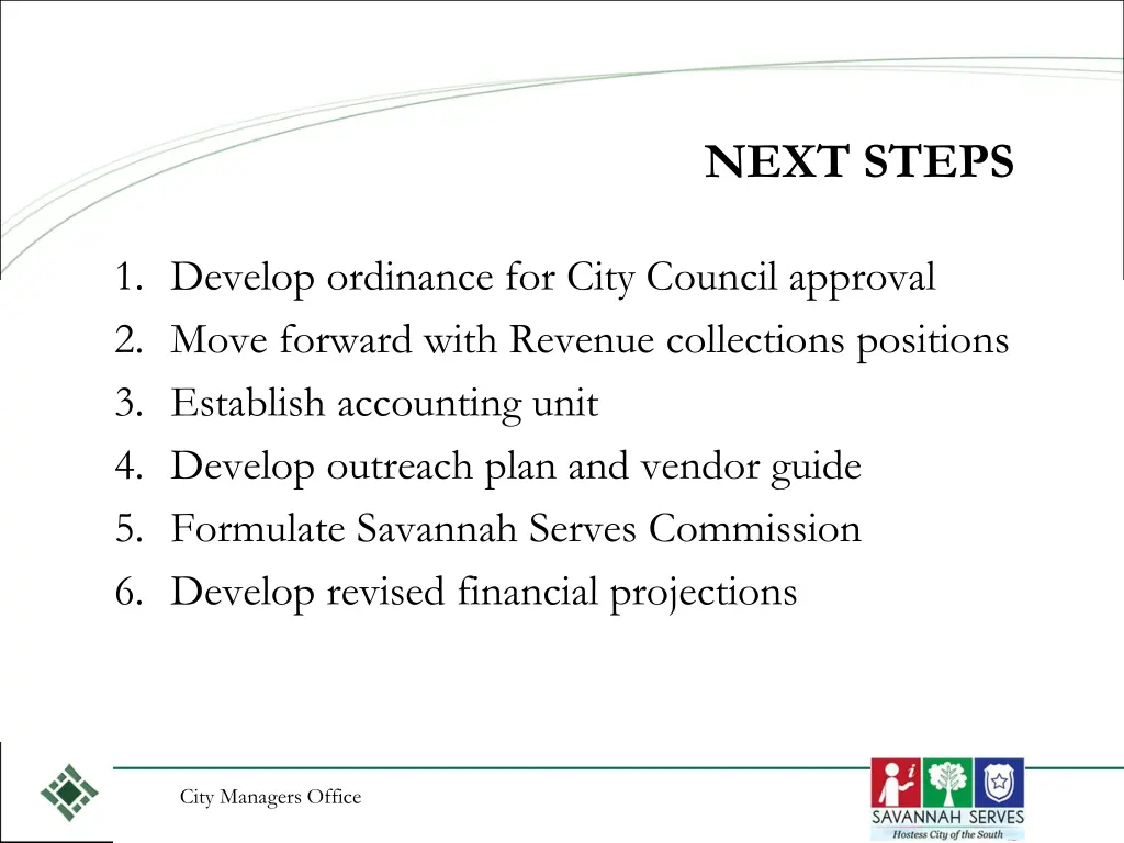 next steps
