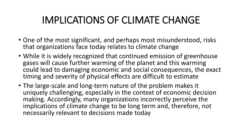 implications of climate change implications